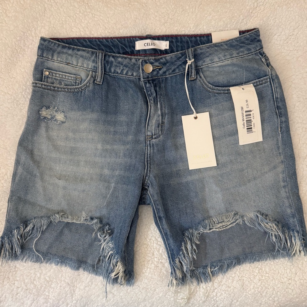 CELLO Distressed Denim Bermuda Shorts Size L